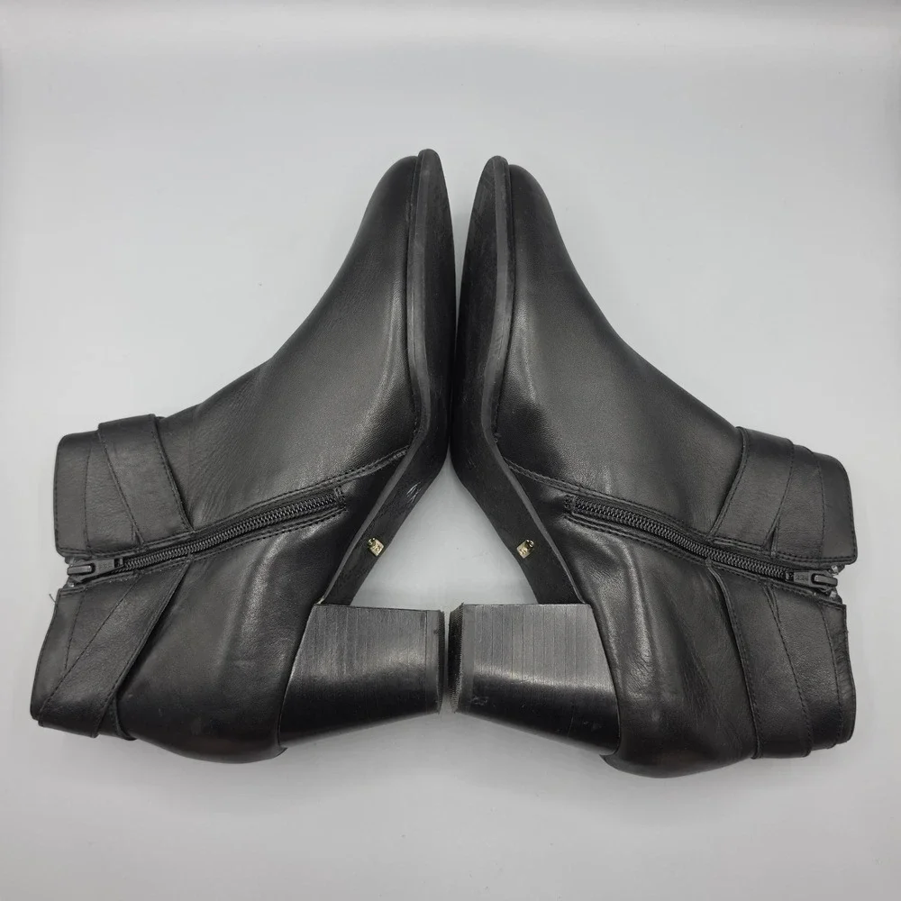 Vionic Trinity  Booties Womens 10 Black Leather Classic Buckle Strap Zip Comfort